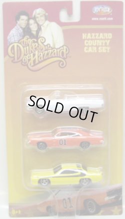 画像1: THE DUKES OF HAZZARD -  HAZZARD COUNTY CAR SET 【THE GENERAL LEE 1969 DODGE CHARGER / BOSS HOGG'S 1972 CADILLAC / DAISY'S 1972 PLYMOUTH ROADRUNNER】　