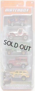 2012 MATCHBOX 5PACK - MOUNTAIN ADVENTURE (Cliff Hanger / MBX 4X4 / Road Tripper / 1968-Toyota Land Cruiser (FJ40) / Jungle Crawler)