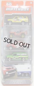 2013 MATCHBOX 5PACK  【OUTDOOR】 1985 Toyota 4Runner(EX)/'43 Jeep Willys(EX)/Volkswagen Saveiro Cross/Chevy Suburban(EX)/Travel Trailer(EX)
