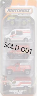 2014 MATCHBOX 5PACK  【RESCUE DUTY】 Blaze Blaster/Renault Master Ambulance/4x4 Scrambulance/4x4 Fire Truck(EX)/2003 Ambulance(EX)