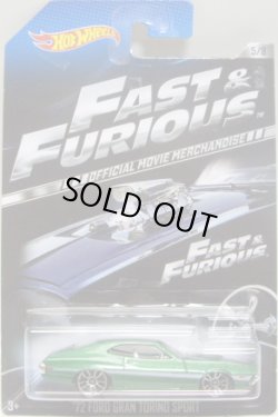 画像1: 2014 WALMART EXCLUSIVE "FAST & FURIOUS" 【'72 FORD GRAN TORINO SPORT】 MET.GREEN/J5