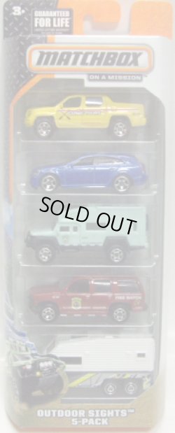 画像1: 2014 MATCHBOX 5PACK  【OUTDOOR SIGHTS】 Honda Ridgeline(EX)/2010 Cadillac CTS Wagon/MBX Prosection aka Road Tripper/1997 Chevrolet Tahoe/Travel Trailer(EX)