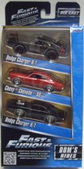 JADA 1/55 FAST & FURIOUS 【DOM'S RIDES 3 PACK】　DODGE CHARGER R/T OFF-ROAD/CHEVY CHEVELLE SS/DODGE CHARGER R/T