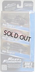 JADA 1/55 FAST & FURIOUS 【DOM'S RIDES 3 PACK】　DODGE CHARGER R/T OFF-ROAD/CHEVY CHEVELLE SS/DODGE CHARGER R/T