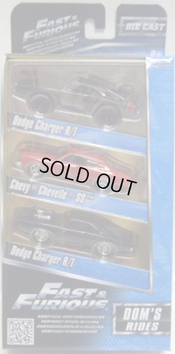 画像1: JADA 1/55 FAST & FURIOUS 【DOM'S RIDES 3 PACK】　DODGE CHARGER R/T OFF-ROAD/CHEVY CHEVELLE SS/DODGE CHARGER R/T