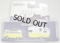 画像1: 2016 GREENLIGHT - HITCH & TOW MJ TOYS EXCLUSIVE 【VOLKSWAGEN SAMBA BUS AND SHASTA ASRFLYTE】 YELLOW-WHITE/RR