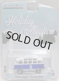 2016 GREENLIGHT HOBBY EXCLUSIVE HOLIDAY COLLECTION 【VOLKSWAGEN SAMBA BUS】 WHITE-BLUE/RR