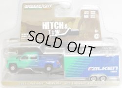 画像1: 2017 GREENLIGHT - HITCH & TOW S11 【2015 CHEVROLET SILVERADO AND ENCLOSED CAR HAULER (FALKEN)】 GREEN-BLUE/RR