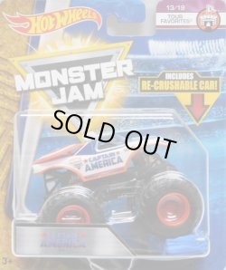 画像1: 2018 MONSTER JAM includes RE-CRUSHABLE CAR! 【CAPTAIN AMERICA】 WHITE (TOUR FAVORITES)