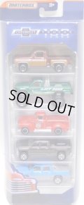 2018 MATCHBOX 5PACK 【CHEVROLET TRUCKS 100 YEARS】'75 Chevy Stepside/4x4 Chevy K-1500/'47 Chevy AD 3100/'14 Chevy Silverado/'02 Chevrolet Avalanche(予約不可）