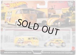 画像1: 2021 HW CAR CULTURE "PREMIUM 2PACK" 【"MOONEYES" VOLKSWAGEN T1 PANEL BUS / CUSTOM VOLKSWAGEN BEETLE】YELLOW/RR