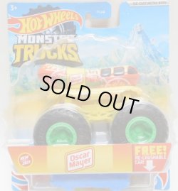 画像1: 2021 HW MONSTER TRUCKS! WALMART EXCLUSIVE 【OSCAR MAYER(具あり)】 ORANGE-YELLOW (includes RE-CRUSHABLE CAR)(予約不可）