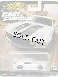 画像1: 【仮予約】PRE-ORDER - 2024 HW FAST & FURIOUS (ワイルド・スピード) 【1969 フォード マスタング ボス 302】WHITE/RR(2024年5月下旬入荷予定）