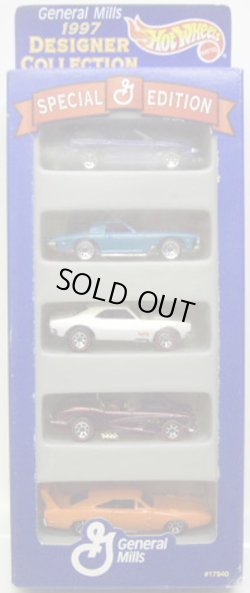 画像1: 1997 5PACK 【GENERAL MILLS EXCLUSIVE DESIGNER COLLECTION】　1996 Mustang GT / Stutz Blackhawk / '67 Camaro / '58 Corvette Coupe / 1970 Dodge Charger Daytona