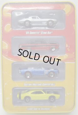 画像1: SINCE'68 MUSCLE CARS 4CAR TIN PACK 【'64 CORVETTE STING RAY, '64 FORD FALCON SPRINT, CUSTOM MUSTANG CONVERTIBLE, LARGE AND IN CHARGER】　