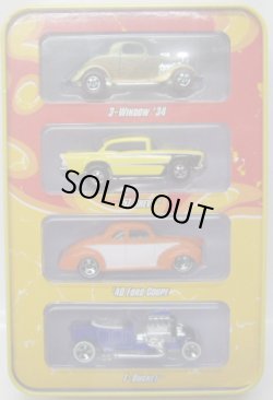 画像1: SINCE'68 HOT RODS 4CAR TIN PACK 【3-WINDOW '34, '57 CHEVY, '40 FORD COUPE, T-BUCKET】　