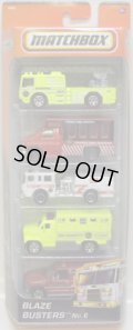 2010 MATCHBOX 5PACK - BLAZE BUSTERS No.6 【Fire Engine/Chevy Transport Bus/Pierce Dash Fire Engine/???/Ford 1997 Chevrolet Tahoe】