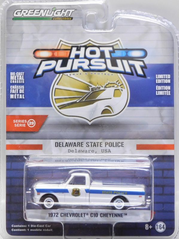 GREENLIGHT 2019 HOT PURSUIT SERIES 29 1972 CHEVROLET C-10 DELAWARE STATE POLICE