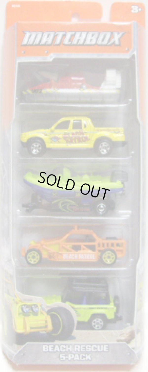 画像1: 2012 MATCHBOX 5PACK - BEACH RESCUE (Hovercraft / Ford Explorer Sport Track / White Water Raft Boat / Dune Buggy / 1998 Jeep Wrangler)