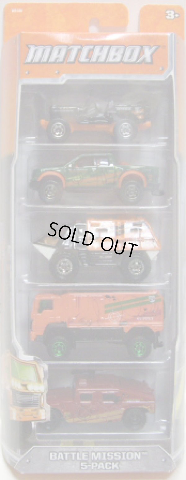 画像1: 2012 MATCHBOX 5PACK - BATTLE MISSION (Jeep Willys / Ford F150 SVT Raptor / Armored Response Vehicle / Desert Thunder V16 / Humvee w/gun)