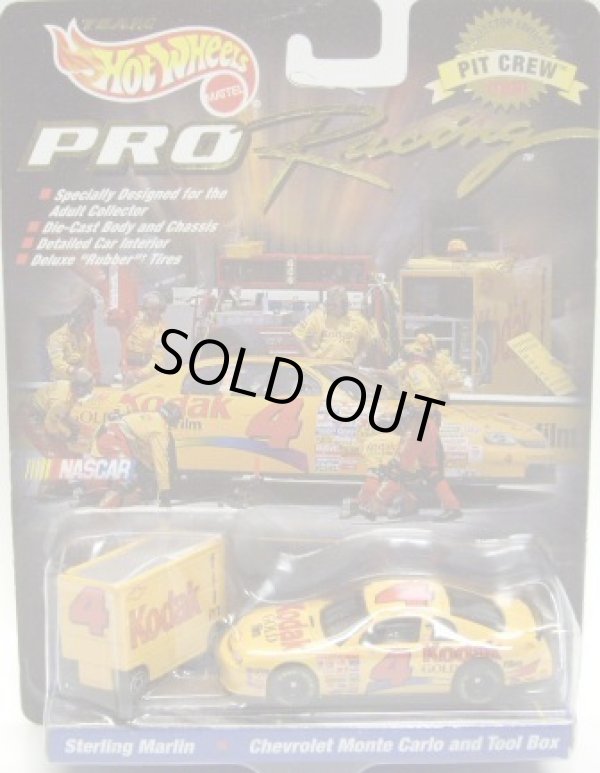 画像1: 1998 HOT WHEELS PRO RACING PIT CREW 【#4 TEAM KODAK STERLING MARTIN/CHEVROLET MONTE CARLO and TOOL BOX】　YELLOW/RR