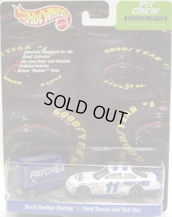 画像1: 2000 HOT WHEELS RACING PIT CREW 【#11 TEAM PAY CHEX BRETT BODINE RACING/FORD TAURUS and TOOL BOX】　WHITE/RR