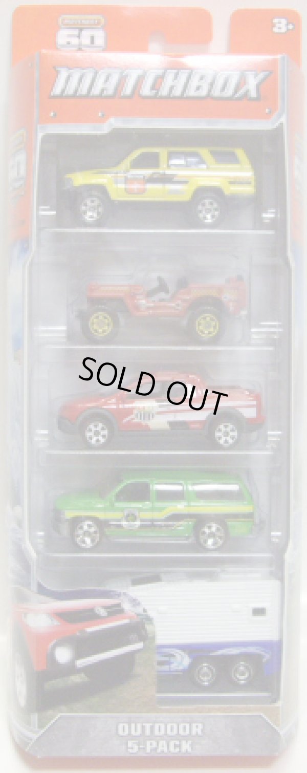 画像1: 2013 MATCHBOX 5PACK  【OUTDOOR】 1985 Toyota 4Runner(EX)/'43 Jeep Willys(EX)/Volkswagen Saveiro Cross/Chevy Suburban(EX)/Travel Trailer(EX)