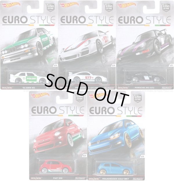 画像1: 2016 HW CAR CULTURE - 【Bアソート EURO STYLE 5種セット】 '92 BMW M3/PORSCHE 911 GT3 RS/PORSCHE 993 GT2/FIAT 500/VOLKSWAGEN GOLF MK7