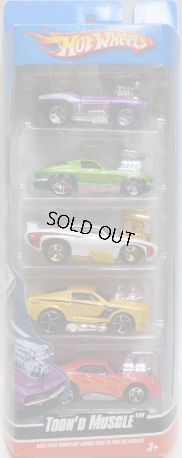 画像1: 2010 5PACK 【TOON'D MUSCLE】　'69 Camaro Z28 / '63 Corvette / '69 Pontiac GTO Judge / '68 Mustang / Dodge Charger Daytona