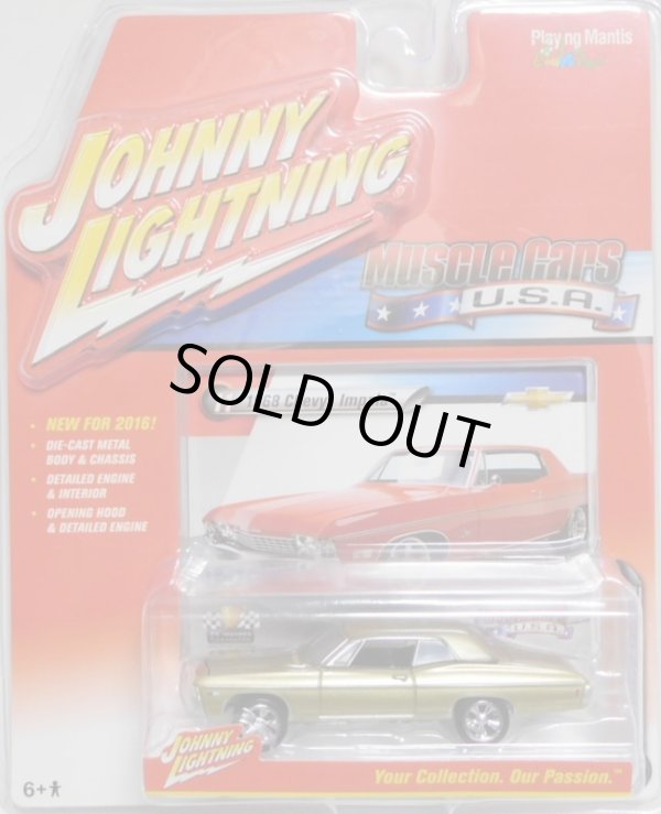 画像1: 2016 JOHNNY LIGHTNING - MUSCLE CARS USA S2 【1968 CHEVY IMPALA】 GOLD/RR