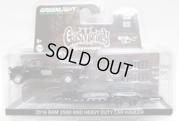 画像1: 2017 GREENLIGHT - HITCH & TOW S8 【2016 RAM 2500 AND HEAVY DUTY CAR HAULER】 BLACK/RR (GAS MONKEY GARAGE)