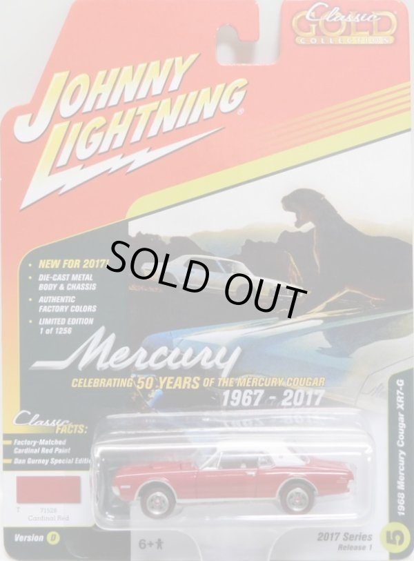 画像1: 2017 JOHNNY LIGHTNING - CLASSIC GOLD COLLECTION R1D 【1968 MERCURY COUGAR XR7-G】 RED-WHITE/RR (1256個限定)