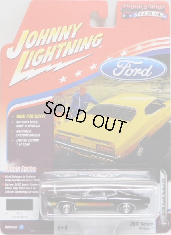 画像1: 2017 JOHNNY LIGHTNING - MUSCLE CARS USA R1D 【1970 FORD TORINO GT】 BLACK/RR (1256個限定)