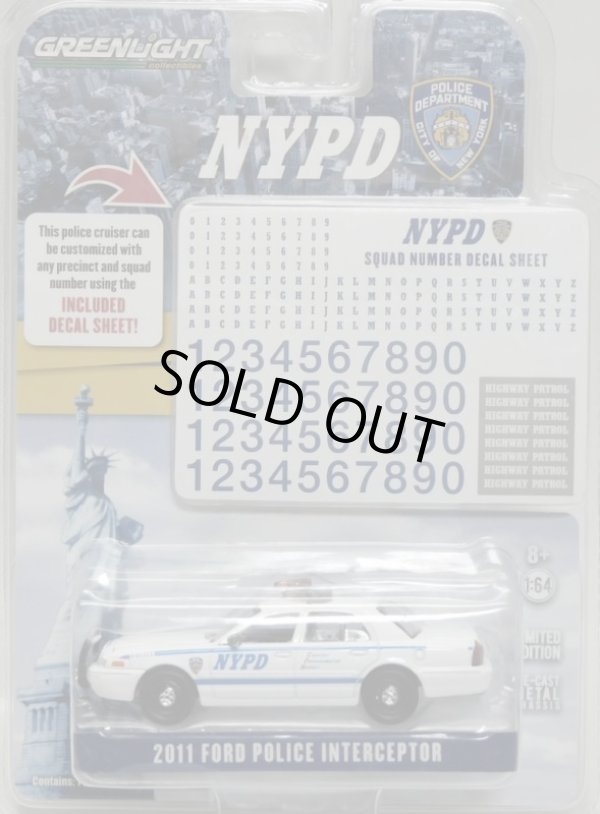 画像1: 2017 GREENLIGHT HOBBY EXCLUSIVE 【"NYPD" 2011 FORD POLICE INTERCEPTOR (included DECAL SHEET!)】 WHITE/RR