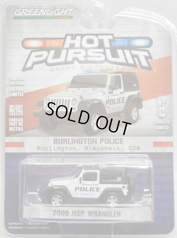 画像1: 2017 GREENLIGHT HOT PURSUIT S23 【2009 JEEP WRANGLER】 WHITE-BLACK/RR (BURLINGTON POLICE)