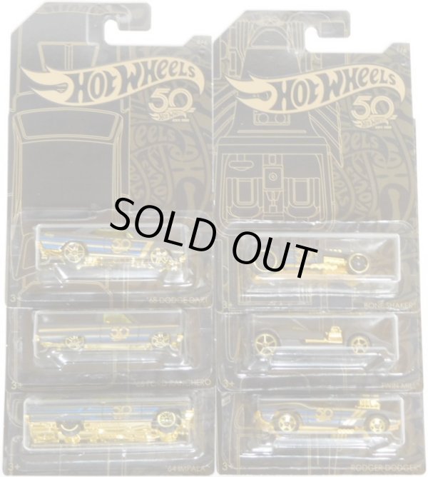 画像1: 2018 HW 50th BLACK AND GOLD SERIES 【6種セット】 '65 FORD RANCHERO/'64 IMPALA/'68 DODGE DART/RODGER DODGER/BONE SHAKER/TWIN MILL