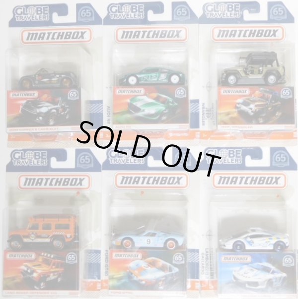 画像1: 2018 MATCHBOX GLOBE TRAVELERS 【6種セット】 FORD GT40/LAMBORGHINI GALLARDO/MINI COOPER S CABRIOLET/AUDI R8/LAND ROVER DEFENDER 110/JJEP WRANGLER