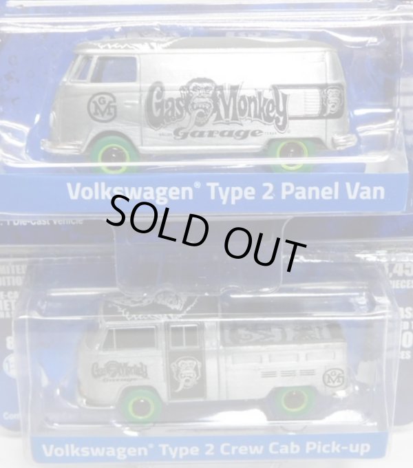 画像1: 2018 GREENLIGHT MIJO EXCLUSIVE 【"GAS MONKEY" VW TYPE 2 PANEL VAN/VW TYPE 2 CREW CAB PICK-UP(2台セット）】 ZAMAC/RR (GREEN MACHINE)