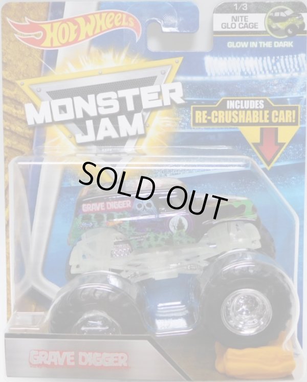 画像1: 2018 MONSTER JAM includes RE-CRUSHABLE CAR! 【GRAVE DIGGER】 BLACK (NITE GLO CAGE)