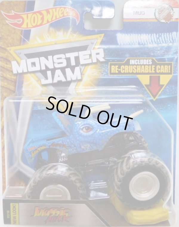 画像1: 2018 MONSTER JAM includes RE-CRUSHABLE CAR! 【JURASSIC ATTACK】 LT.BLUE (MUD)