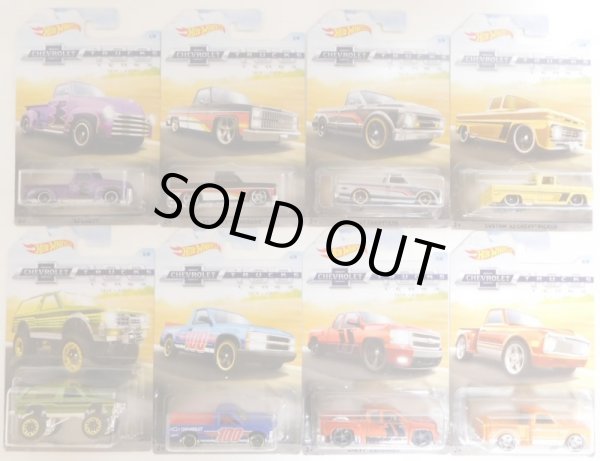 画像1: 2018 WALMART EXCLUSIVE HW CHEVROLET TRUCKS 100 YEARS 【8種セット】'52 CHEVY/'83 SILVERADO/'67 CHEVY C10/CUSTOM '62 CHEVY PICKUP/BLAZER 4X4/CHEVY 1500/CHEVY SILVERADO/CUSTOM '69 CHEVY PICKUP(予約不可）