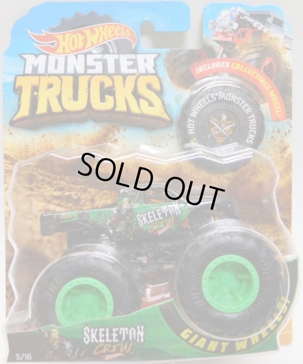 画像1: 2018 HW MONSTER TRUCKS! 【SKELETON CREW HOT WHEELS】 BLACKGREEN (includes COLLECTABLE WHEEL!)