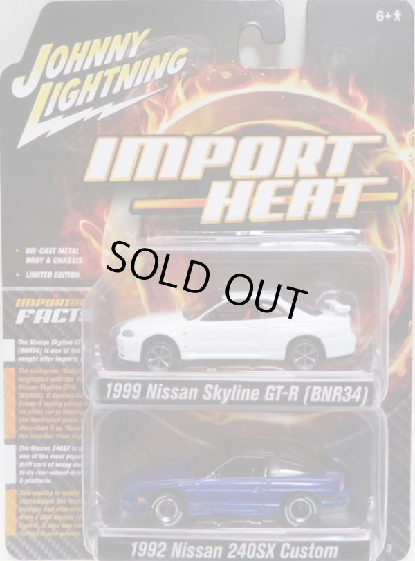 画像1: 2018 JOHNNY LIGHTNING - 2PACK 【"IMPORT HEAT" 1999 NISSAN SKYLINE GT-R (BNR34)/1992 NISSAN 240SX CUSTOM】 WHITE/BLUE/RR(予約不可）