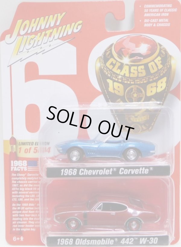 画像1: 2018 JOHNNY LIGHTNING - 2PACK 【"CLASS OF 1968" 1968 CHEVROLET CORVETTE/1968 OLDSMOBILE 442 W-30 】 BLUE/RED/RR(予約不可）