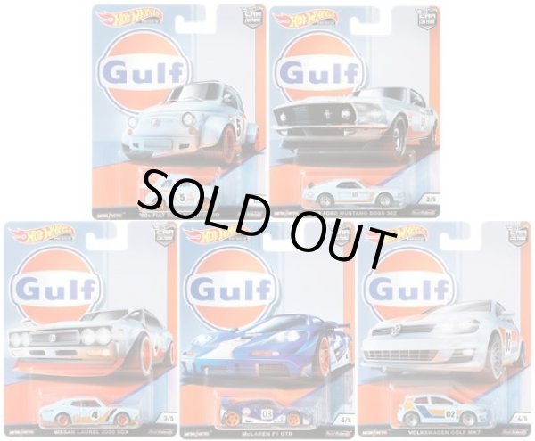 画像1: 2019 HW CAR CULTURE 【Aアソート GULF RACING (5種セット）】 NISSAN LAUREL 2000SGX/'69 FORD MUSTANG BOSS 302/McLAREN F1 GTR/'60's FIAT 500D MODIFICADO/VOLKSWAGEN GOLF MK7