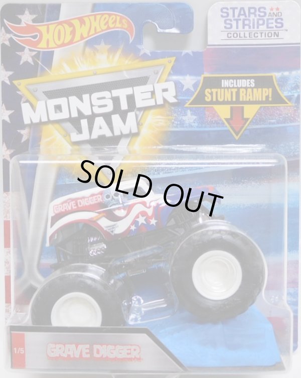 画像1: 2018 MONSTER JAM includes STUNT RAMP! "STARS AND STRIPES" 【GRAVE DIGGER】 WHITE-BLUE-RED (予約不可）