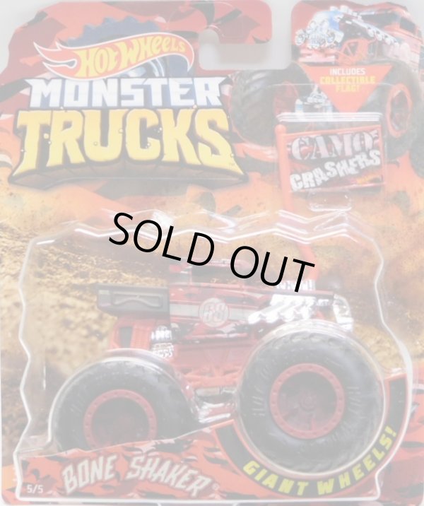 画像1: 2019 HW MONSTER TRUCKS! "CAMO CRASHERS"【BONE SHAKER】 FLAT RED CAMO (includes COLLECTABLE FLAGL!)