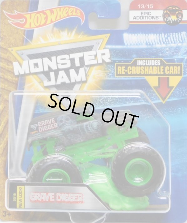 画像1: 2018 MONSTER JAM includes RE-CRUSHABLE CAR! 【GRAVE DIGGER】 FLAT BLACK (EPIC ADDITIONS)(2018 NEW LOOK!)