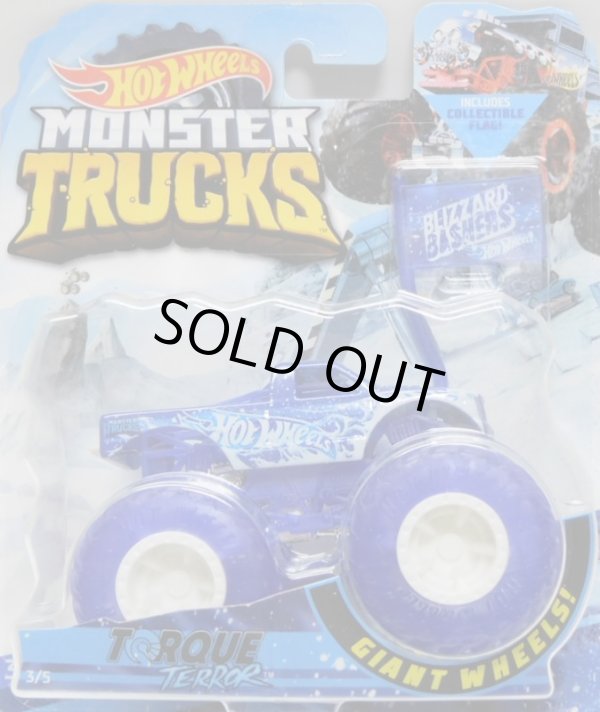 画像1: 2019 HW MONSTER TRUCKS! "BLIZZARD BASHERS"【TORQUE TERROR】 BLUE (includes COLLECTABLE FLAGL!)