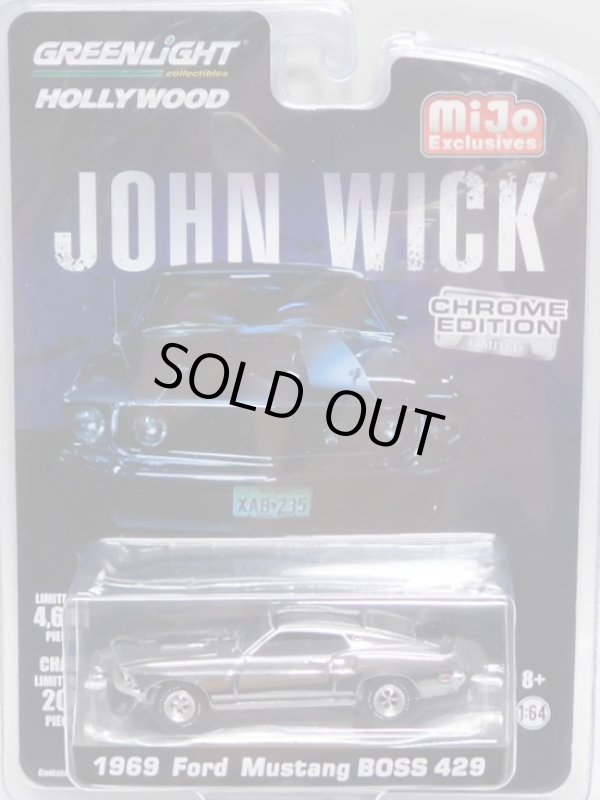 画像1: 2019 GREENLIGHT "HOLLYWOOD" MIJO EXCLUSIVE CHROME EDITION 【"JOHN WICK" 1969 FORD MUSTANG BOSS 429】BLACK CHROME/RR